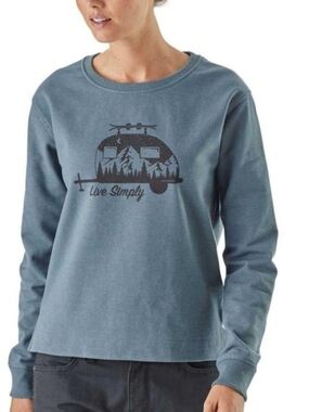 Patagonia "Live Simply" Blue Crew Sweatshirt Size S
